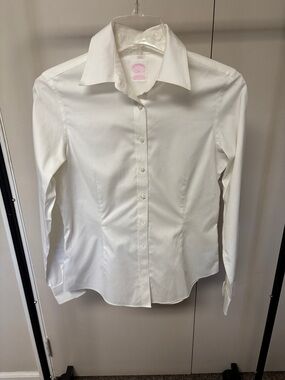 Brooks Brothers White Women's Fitted Button-Up Blouse